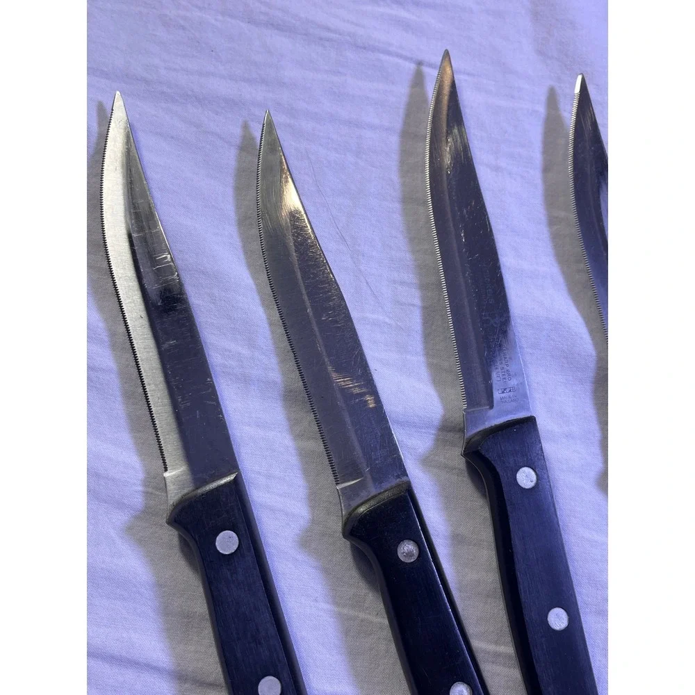 J.A. Henckels Knife Set Unisex 8pc Black Pre-Owned Stainless Steel Spain Santoku